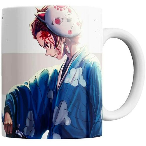 Кружка с принтом Kimetsu no Yaiba. Танджиро Камадо, Клинок, рассекающий демонов 330 мл, 1 шт
