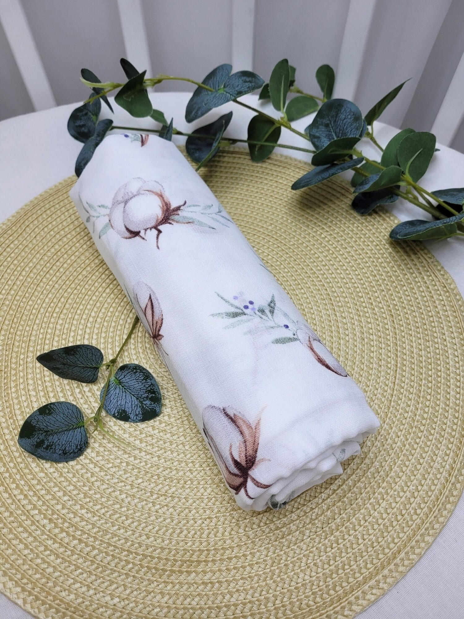 Пеленка муслиновая "Цветы хлопка" размер 100х120 см