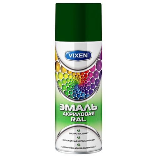 эмаль dupli color art ral 6024 зеленый трафик глянцевая 400 мл Эмаль Vixen акриловая RAL, RAL 6005 зеленый мох, глянцевая, 520 мл, 1 шт.