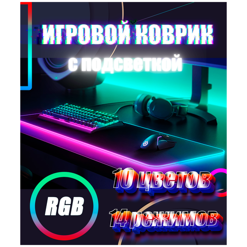 Игровой коврик для мыши с RGB подсветкой White sky