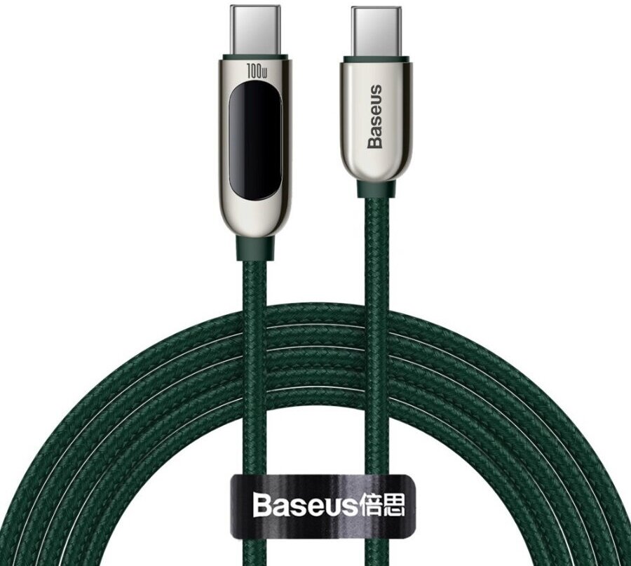 Кабель Baseus Display Fast Charging Data Cable Type-C to Type-C 100W 2m Green (CATSK-C06)