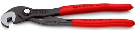 Клещи переставные-гаечный ключ Knipex 8741250 Raptor, черненые, 250 mm