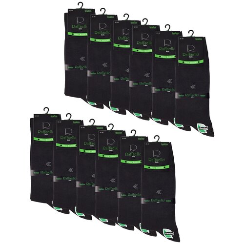 фото Носки raffaello мужские, комплект носков - 12 пар, чёрные, маленький узор сбоку, тёплые под костюм, р. 41-44