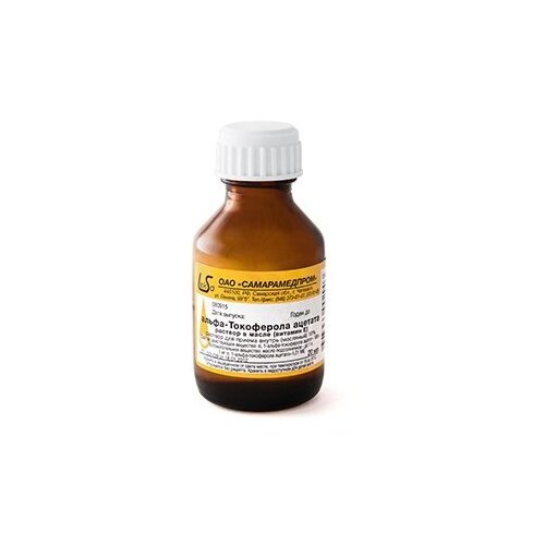 Альфа-токоферола ацетат (витамин Е) р-р д/вн. приема масл. фл., 100 мг/мл