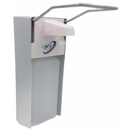 Локтевой диспенсер для жидкого мыла NV, антисеп. и дез. средств. , алюминиевый корпус, белый, 1л