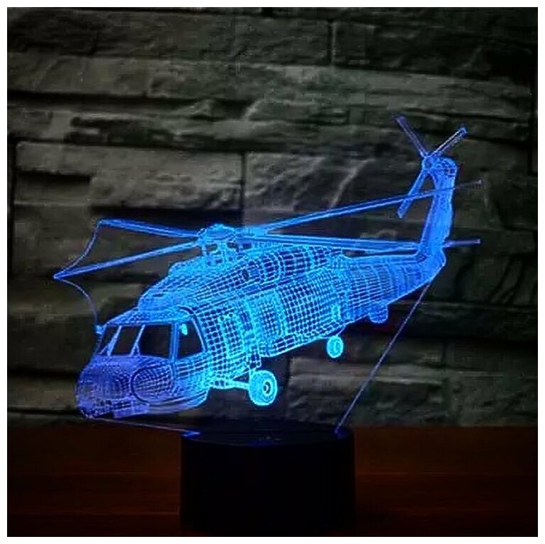 Ночник 3D-светильник "Вертолет" - фотография № 1
