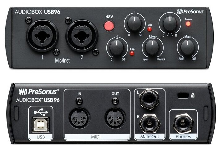 PreSonus AudioBox USB 96 25TH аудио/MIDI интерфейс 2х2 для РС или МАС 24бит/96кГц, ПО Studio One Artist, ограниченная партия в честь 25-и летия компан