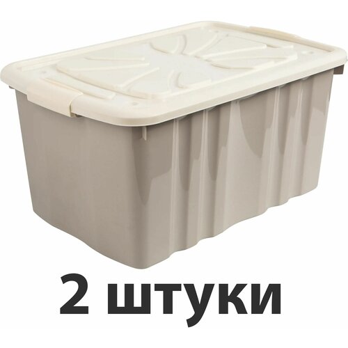 Ящик для игрушек 60x40x30 см 45 л 2 штуки пластик с крышкой изделие прямоугольной формы не займет много места и удобно расположится в углу комнаты или в шкафу 6679₽