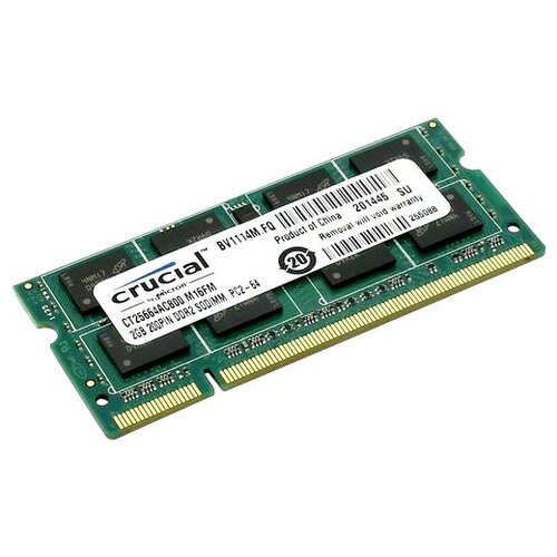 Оперативная память Crucial 2 ГБ DDR2 800 МГц SODIMM CL6 CT25664AC800 оперативная память nanya 2 гб ddr2 800 мгц sodimm cl6 nt2gt64u8hd0bn ad