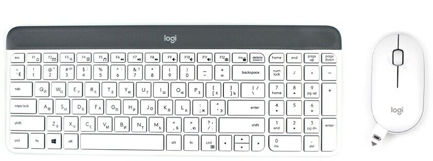 Комплект клавиатура + мышь Logitech MK470 Slim (английский/русский) white