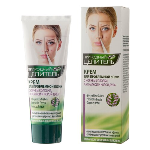 Природный целитель Крем для проблемной кожи с корнем солодки, лапчаткой и корой дуба, 75 мл