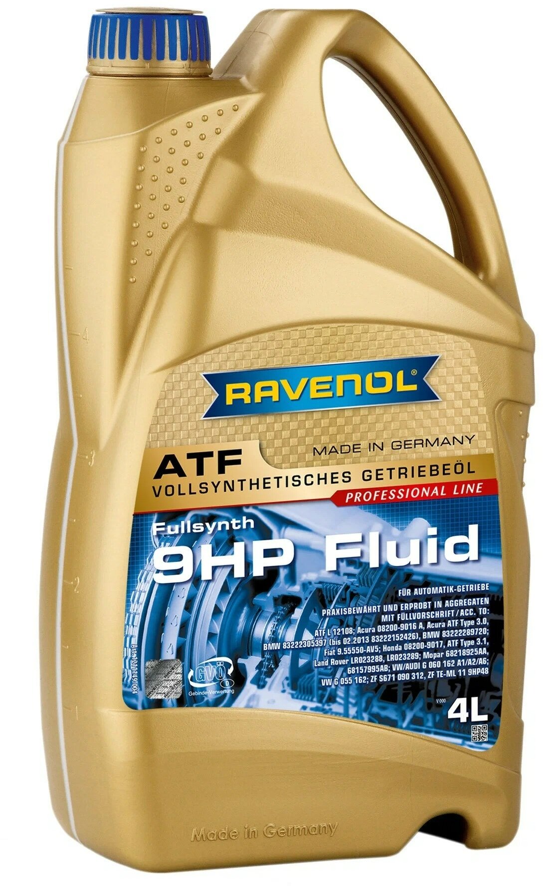 Трансмиссионная жидкость RAVENOL ATF 9HP Fluid, синтетическая, 4 л