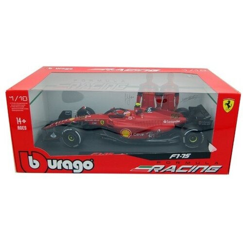 Машинка BBurago 1:18 Ferrari F1-75 №55 с фигуркой пилота C. Sainz 18-16811