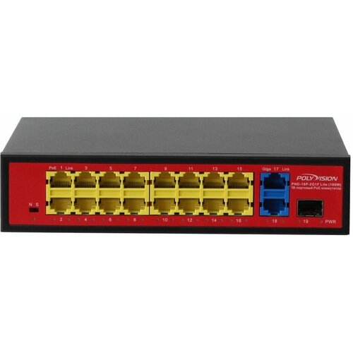 Polyvision PND-16P-2G1F Lite 180W 19-портовый неуправляемый коммутатор 15300₽