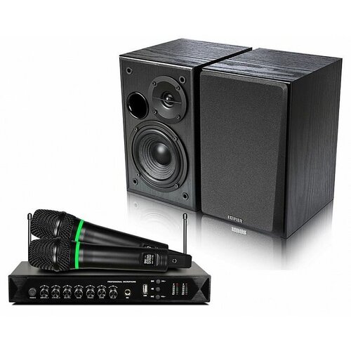 домашняя караоке система с микрофонами и акустикой skydisco karaoke home set r1042bt Караоке система с микрофонами, микшером и акустикой SkyDisco MIC-WL22 Bluetooth+R1100