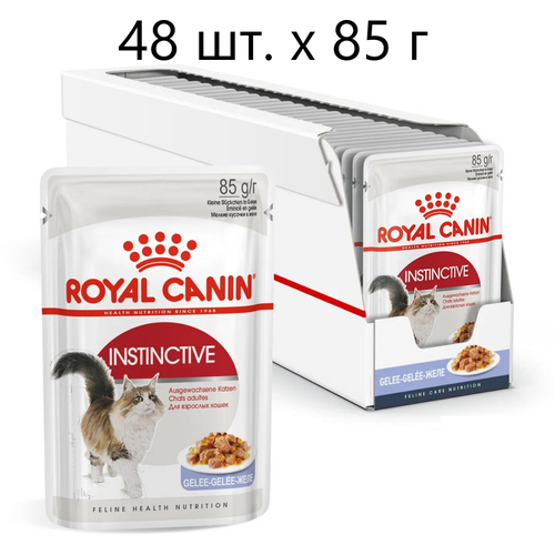 корм для взрослых кошек royal canin instinctive инстинктив корм консервированный желе 24x85г Влажный корм для кошек Royal Canin Instinctive, 48 шт. х 85 г (кусочки в желе)