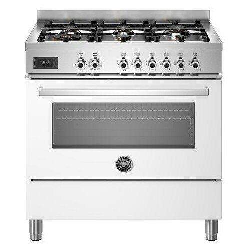 PRO96L1EBIT Варочный центр Bertazzoni, 6 газовых конфорок и многофункциональный электрический шкаф, 90 см Белый глянец