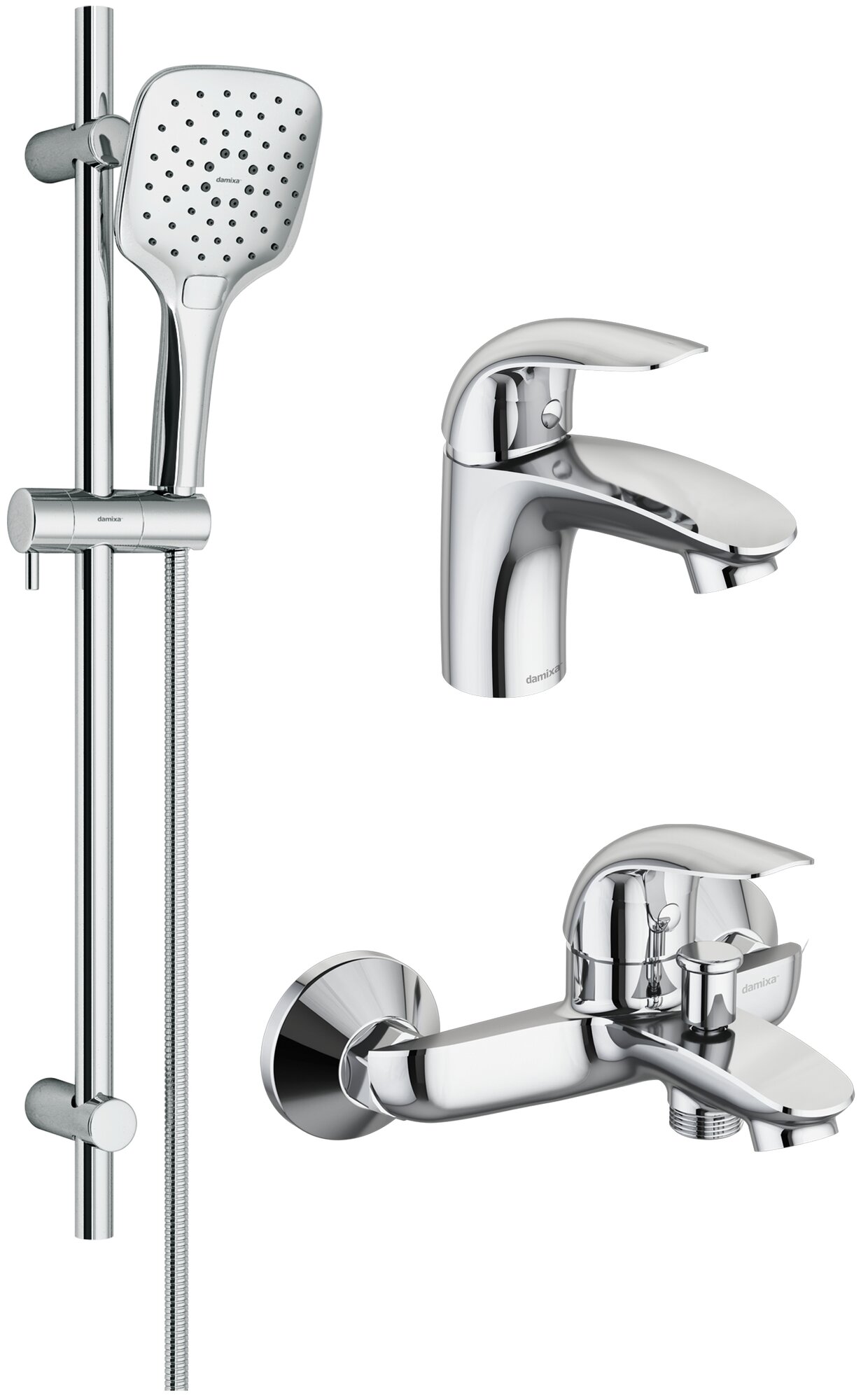 Смеситель для ванны Damixa Набор 3 в 1 Damixa 409310000 Palace Bit: смеситель д/умывальника, смеситель для ванны/душа, душ. комплект