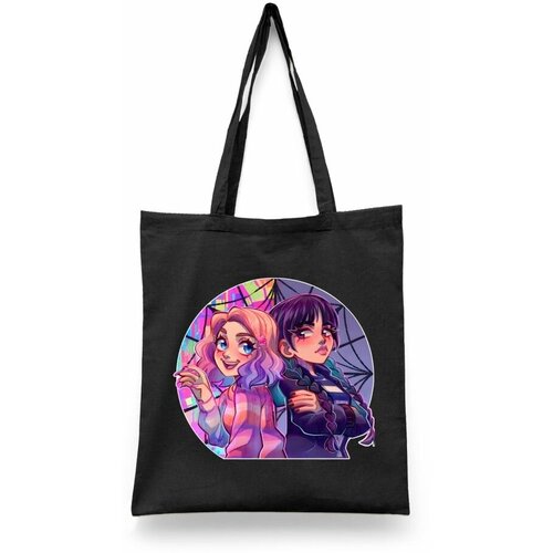 фото Сумка-шоппер унисекс каждому своё "уэнсдей/венсдей/wednesday" черная