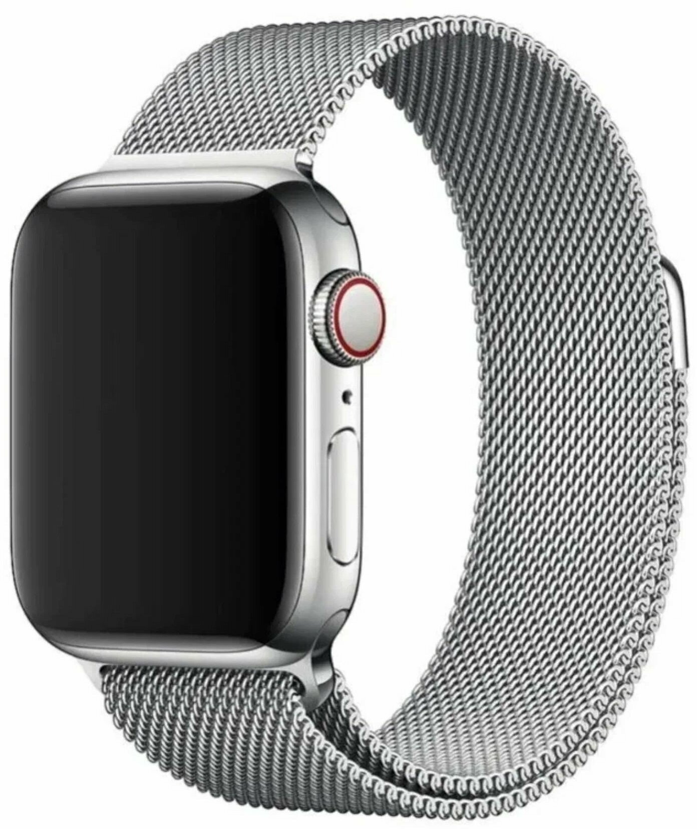 Ремешок для смарт-часов X8+ Ultra / X8 Ultra / X8 Pro+ / X8 Pro / Apple Watch, Milanese Loop, металлический серебристый, 42-49mm