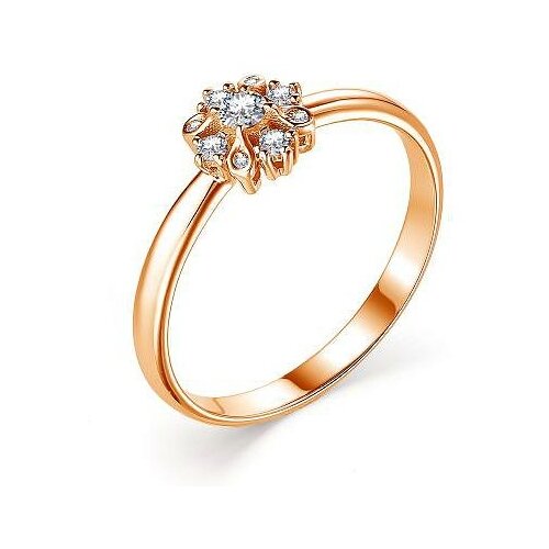 фото Алькор кольцо с 9 бриллиантами из красного золота 13376-100, размер 17.5