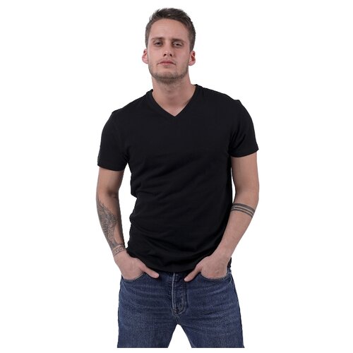 фото Мужская футболка sergio dallini с коротким рукавом и "v"образным вырезом sdt751-2-l черный