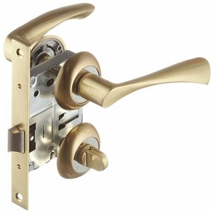 Комплект фурнитуры для двери с замком и фиксатором (золото) (669859)