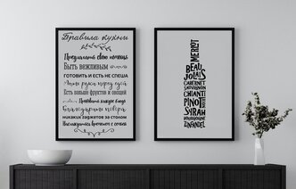 Набор плакатов "Правила Кухня" / Формат А3 / 2 шт. (30х42 см) / Набор интерьерных постеров