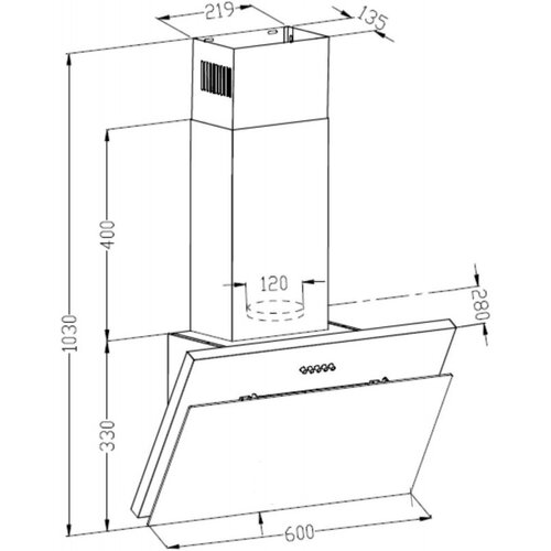 Вытяжка каминная Lex Luka 600 белый управление кнопочное 1 мотор 50000000₽
