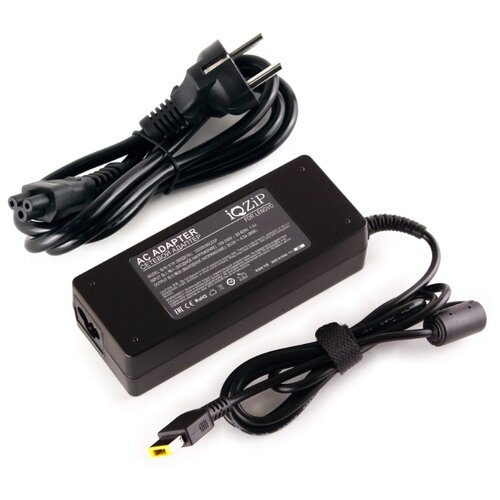 фото Блок питания (зарядка) iqzip для ноутбука lenovo 20v 4.5a (90w), штекер: lenovo usb прямоугольный с иглой, (с сетевым кабелем), pn: adlx90nct3a