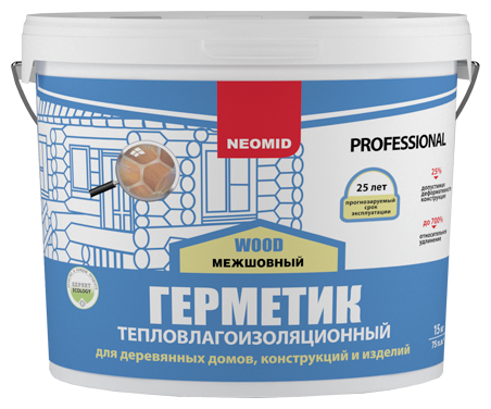 Герметик акриловый теплый шов NEOMID WOOD PROFESSIONAL, тик 15 кг