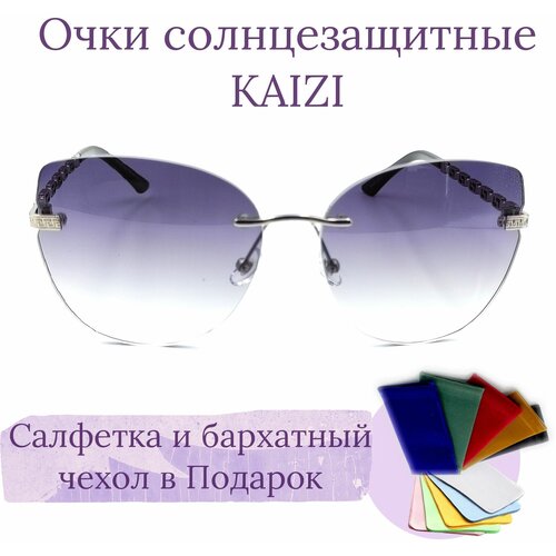 фото Солнцезащитные очки kaizi, бабочка, оправа: металл, градиентные, с защитой от уф, для женщин, мультиколор