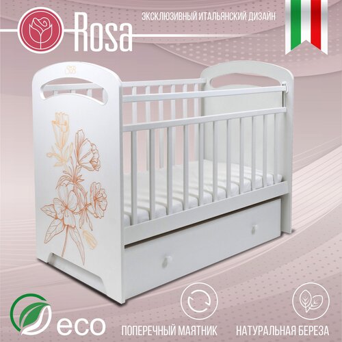 кроватка sweet baby ennio nuvola bianca белое облако Кровать детская Sweet Baby Rosa маятник с ящиком Белый