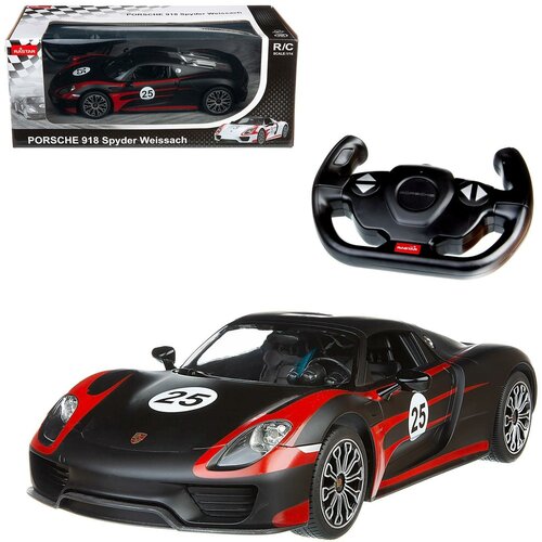 Машина р у 1:14 PORSCHE 918 Spyder, цвет чёрный матовый 2.4G 70710B