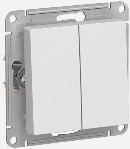 Изображение товара Выключатель 2-клавишный Systeme Electric (schneider Electric) SCHNEIDER ELECTRIC ATLASDESIGN, сх.5, 10АХ, механизм, белый, ATN000151