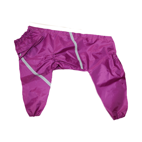 Дождевик-комбинезон для цвершнауцера суки, с застежкой липучкой, со светоотражающими полосами, цвет фиолетовый