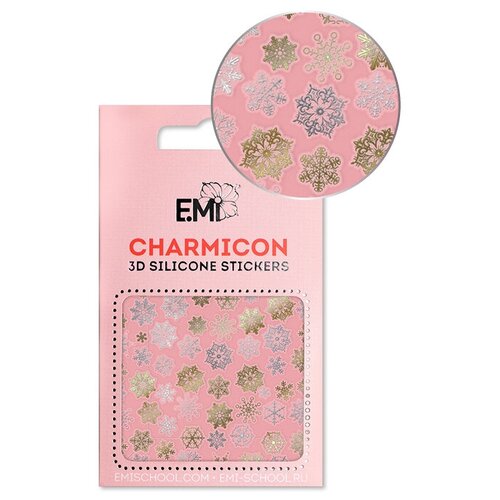 E.Mi, 3D-стикеры №151 Снежинки золото серебро Charmicon 3D Silicone Stickers