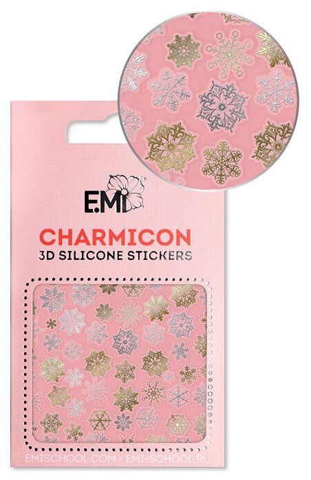 E.Mi 3D-стикеры №151 Снежинки золото серебро Charmicon 3D Silicone Stickers