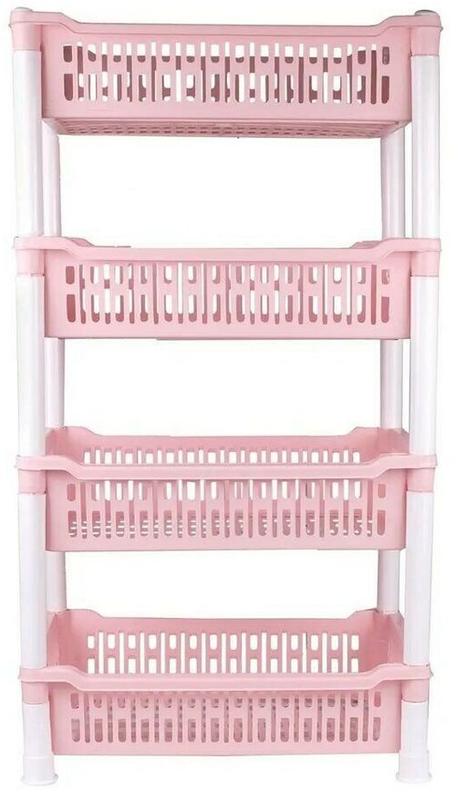 Пластиковая этажерка Takara-244, 4 секции (46х31х86см), розовая