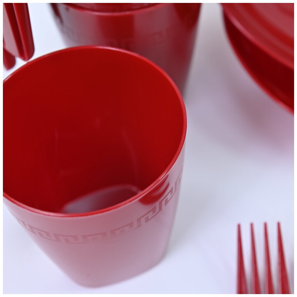 Набор посуды "На шашлычок" на 4 персоны, цвет рубиновый - фотография № 9