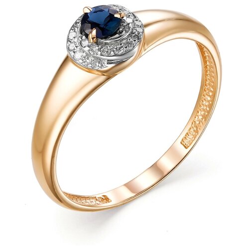 фото Алькор кольцо с сапфиром и бриллиантами из красного золота 13030-102, размер 16.5