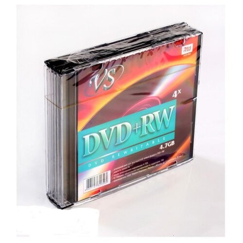 комплект 5 упаковок носители информации dvd rw 4x vs slim 5 vsdvdrwsl501 Носители информации DVD+RW, 4x, VS, Slim/5, VSDVDPRWSL501