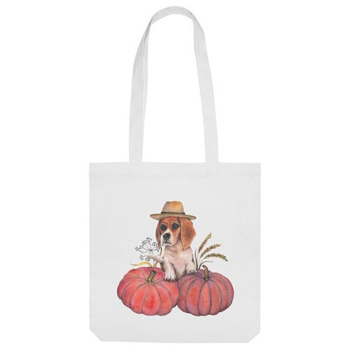 Сумка шоппер Us Basic, белый сумка бигль собака тыква огород фермер хэллоуин бежевый