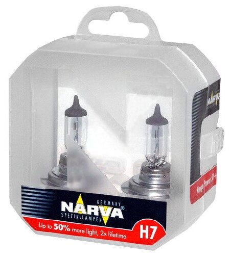 Лампа автомобильная NARVA Range Power H7 55W PX26d+50% (2шт) 12V