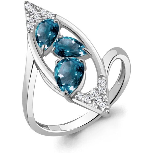 фото Кольцо diamant online, серебро, 925 проба, фианит, лондон топаз, размер 18
