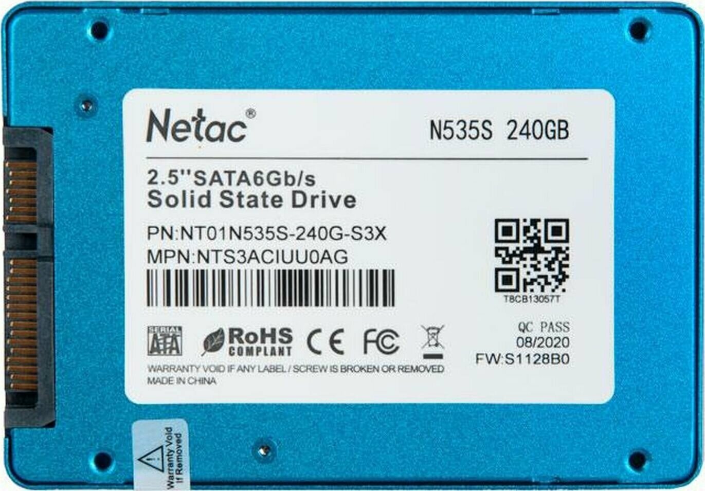 Внутренний SSD-накопитель Netac N535S 240GB 2,5” SATA-III, 3D TLC, Синий NT01N535S-240G-S3X - фото №7
