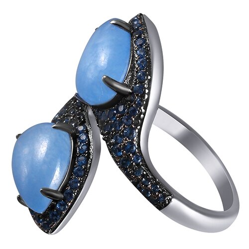 фото Element47 кольцо из серебра 925 пробы с агатом и кубическим цирконием w0716r_ko_ch_001_wg, размер 17