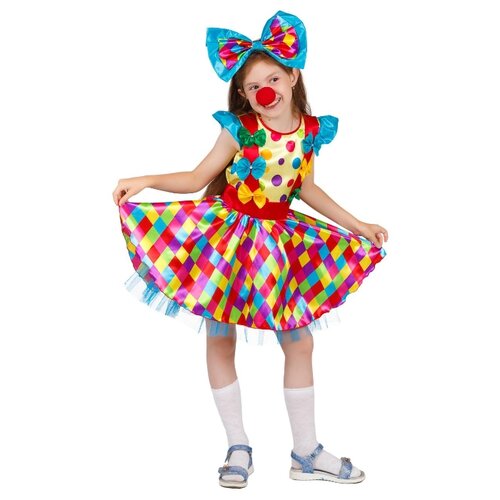 фото Костюм маскарад у алисы клоунесса, разноцветный, размер 28(116)