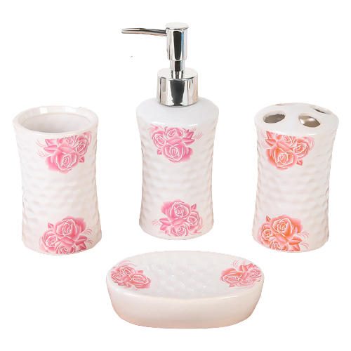 фото Набор для ванной доляна розарий 870324, белый/розовый
