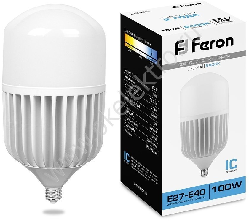 Лампа светодиодная Feron LB-65 E40 100W 6400K